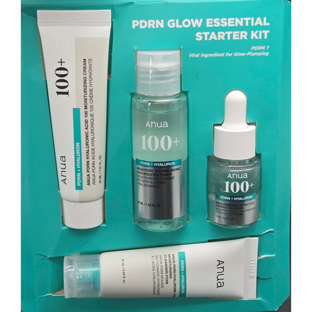Anua PDRN Glow Essential Starter Kit 4pc K-Beauty Skincare Set PDRN Hyaluron 100